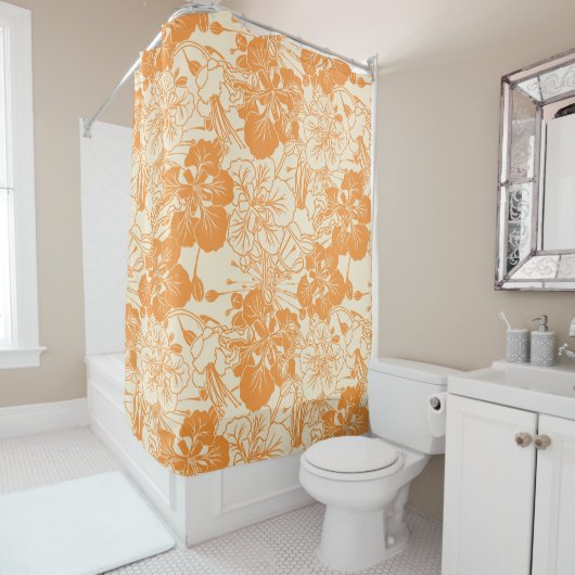 ハワイアンプリントオハイアリフラワー シャワーカーテン (インサイチュ)