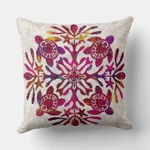 ハワイアンプリントキルトホンウカメろうけつ染め クッション (裏面)