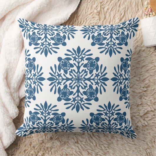 ハワイアンプリントキルトホンウカメ クッション (ブランケット)