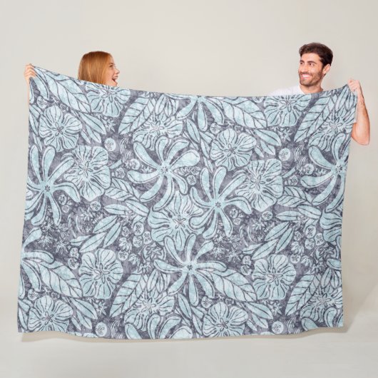 ハワイアンプリントナウパカイリマチアレ花 フリースブランケット (インサイチュ)