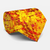 ハワイアンプリントハイビスカスフラワーレッド ネクタイ (ロール)