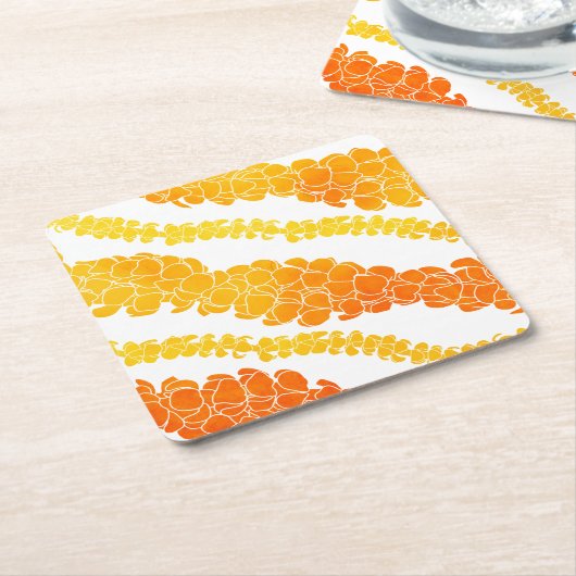 ハワイアンプリントプアケニレイ スクエアペーパーコースター (アングル)