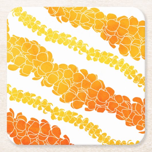 ハワイアンプリントプアケニレイ スクエアペーパーコースター (正面)