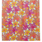 ハワイアンプリントプルメリアパターン シャワーカーテン (正面)