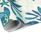 ハワイアンプリントホヌシータートルキルト ラッピングペーパー (ロールコーナー)