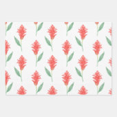 ハワイアンプリント紅生姜の花 ラッピングペーパーシート (正面)