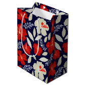ハワイアンプリント赤ハイビスカス ミディアムペーパーバッグ (裏面アングル)