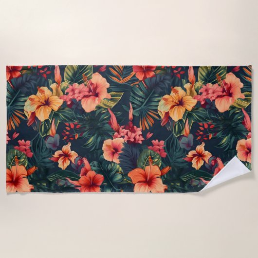 ハワイアンプリント ビーチタオル (正面)
