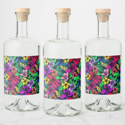 ハワイアンプリント リキュールボトルラベル (ボトル)