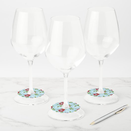 ハワイアンプリント ワイングラスタグ (セット)