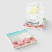 ハワイアンプルメリアとサンドドルストーンコースター ストーンコースター (横)