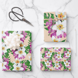 ハワイアンプルメリアギフトラップ ラッピングペーパーシート