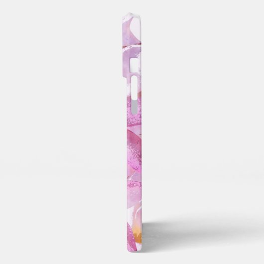 ハワイアンプルメリアフラワーウォーターカラーアート絵画ズ iPhoneケース (左側面)