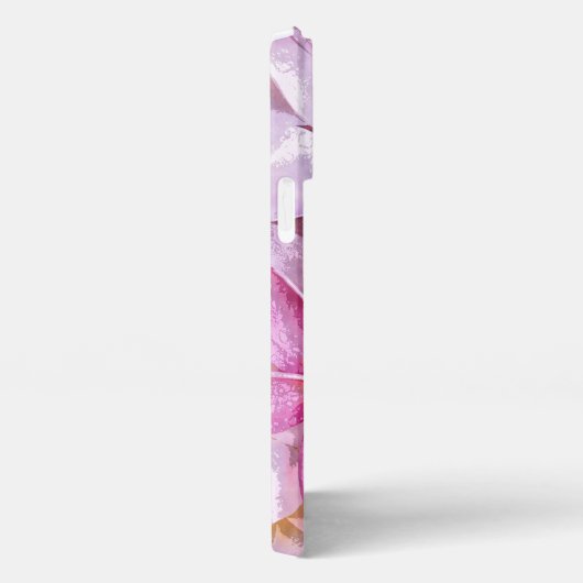 ハワイアンプルメリアフラワーウォーターカラーアート絵画ズ iPhoneケース (右側面)