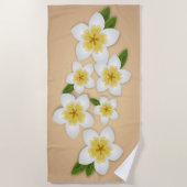 ハワイアンプルメリアフランギパニトロピカルフラワーズ ビーチタオル (正面)