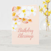 ハワイアンプルメリアフランジパニハッピーバースデーカード カード (黄色い花)