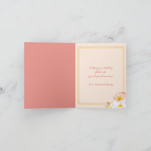 ハワイアンプルメリアフランジパニハッピーバースデー カード (内部)