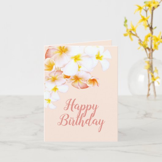 ハワイアンプルメリアフランジパニハッピーバースデー カード (黄色い花)