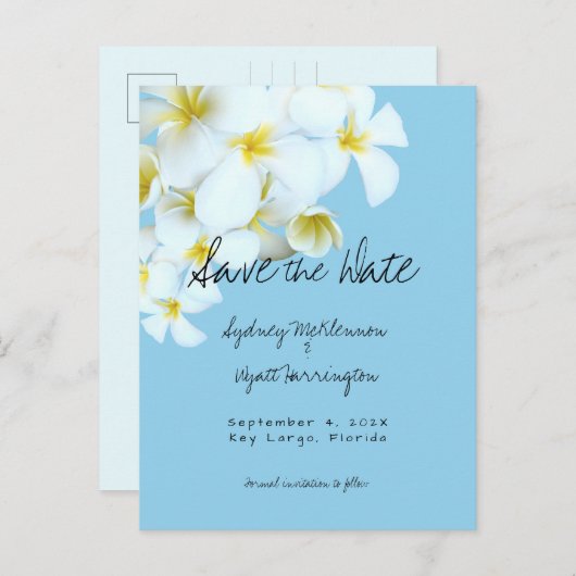 ハワイアンプルメリアフランジパニ日付を保存 シーズンポストカード (正面/裏面)