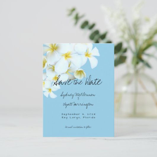 ハワイアンプルメリアフランジパニ日付を保存 シーズンポストカード (スタンド正面)