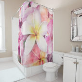 ハワイアンプルメリア熱帯フローラ水彩 シャワーカーテン (インサイチュ)