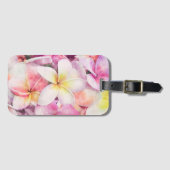 ハワイアンプルメリア熱帯フローラ水彩 ラゲッジタグ (正面横)