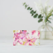 ハワイアンプルメリア熱帯フローラ水彩 名刺 (スタンド正面)