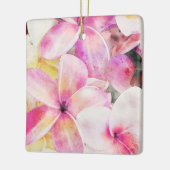 ハワイアンプルメリア熱帯フローラ水色 セラミックオーナメント (左)