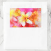 ハワイアンプルメリア（ネオンピンク、イエロー、ホワイト） 長方形シール (バッグ)