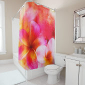 ハワイアンプルメリア（ネオンピンク、黄、白） シャワーカーテン (インサイチュ)