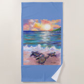 ハワイアンベビーシータートルズアットザビーチ ビーチタオル (正面)