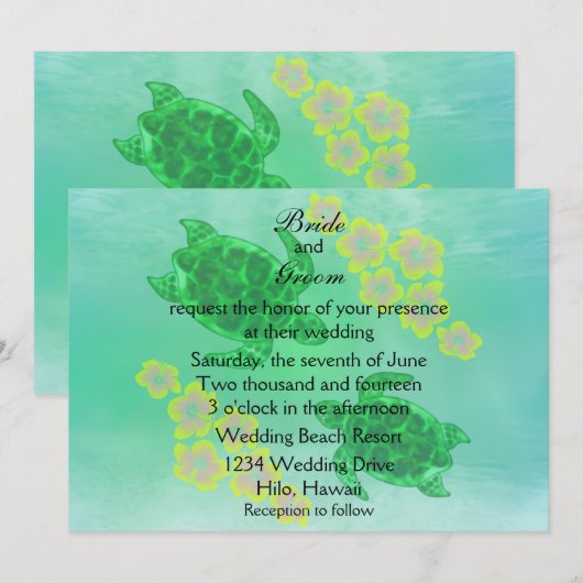 ハワイアンホヌ結婚ズ 招待状 (正面/裏面)