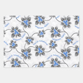 ハワイアンホリーハヌッカブルーフローラトリオ ラッピングペーパーシート (正面)