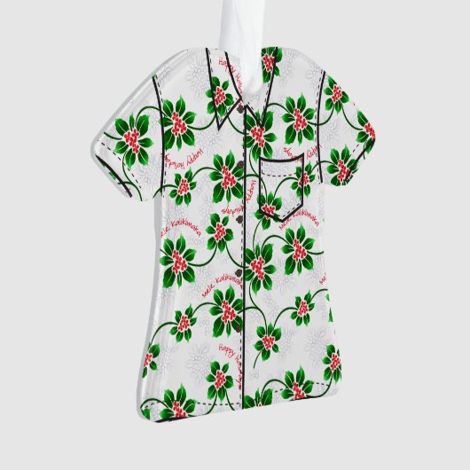 ハワイアンホリーメレカリキマカクリスマスアロハシャツ オーナメント (正面)