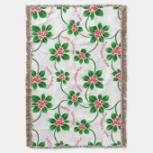 ハワイアンホリーメレカリキマカクリスマスレッド スローブランケット (正面縦)