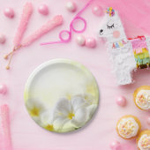 ハワイアンホワイトプルメリア ペーパープレート (パーティー)