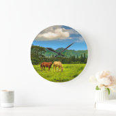 ハワイアンホース、北嶺ピーク、カウアイ、ハワイ ラージ壁時計 (ホーム)