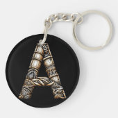 ハワイアンポリネシアアロハレターアカスタムイニシャル キーホルダー (裏面)