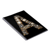 ハワイアンポリネシアアロハレターアカスタムイニシャル ノートブック (右側)