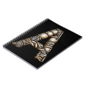 ハワイアンポリネシアアロハレターアカスタムイニシャル ノートブック (左側)