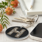 ハワイアンポリネシアンアロハレターHカスタムイニシャル キーホルダー (正面右)