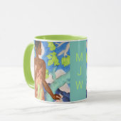 ハワイアンポリネシア女性ヴィンテージアートモノグラム マグカップ (正面左)