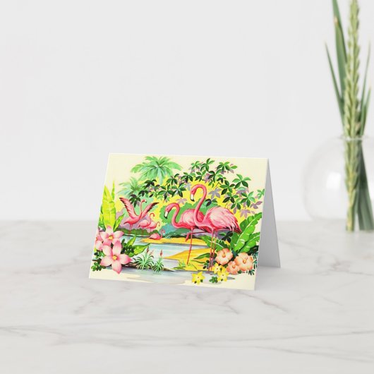ハワイアンマハローサンキューヴィンテージカードフラミンゴ サンキューカード (正面)