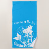 ハワイアンマーメイドプリンセスのシーライトブルー ビーチタオル (正面)
