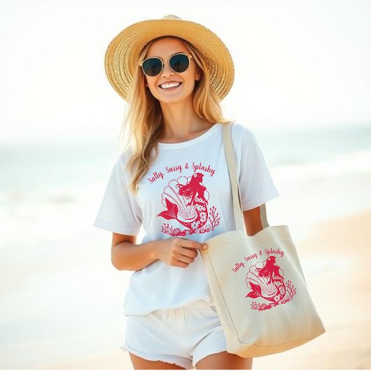 ハワイアンメルメイド-塩気、サスシー、そしてスプラッシュー赤 Tシャツ