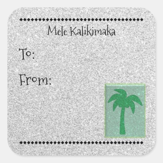 ハワイアンメレカリキマカギフトステッカー – クリスマス スクエアシール (正面)