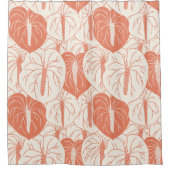 ハワイアンモダンアンスリウムプリントパターン シャワーカーテン (正面)