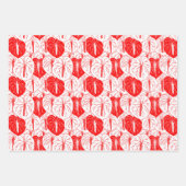 ハワイアンモダンアンスリウムプリントパターン ラッピングペーパーシート (正面3)