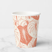ハワイアンモダンアンスリウムプリントパターン 紙コップ (裏面)