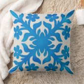 ハワイアンモダンキルト枕-プルメリアヴィンテージ クッション (ブランケット)